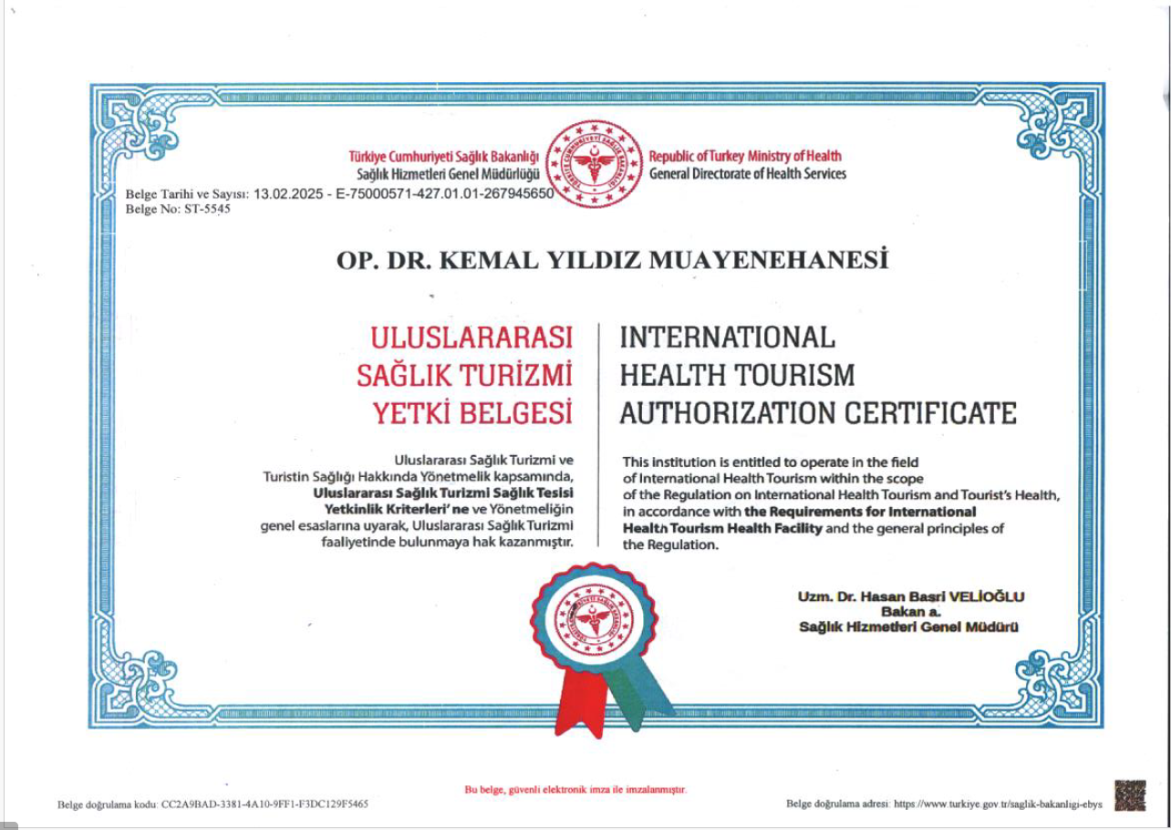 Sağlık Bakanlığı Uluslararası Sağlık Turizmi Yetki Belgesi